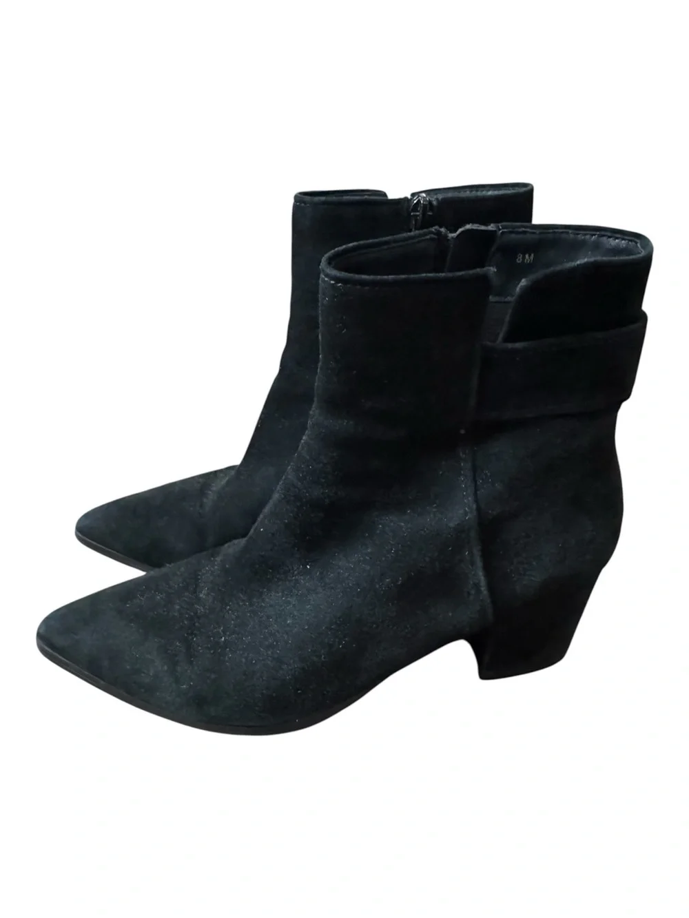 Vaneli Black Suede Pointed Ankle Booties